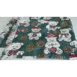 Texture Woven Printed Bear Cotton Throw Jubilee Cute Christmas Blanket‎ 44x54